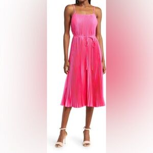 Sam Edelman Vibrant Pink Pleated Midi Dress